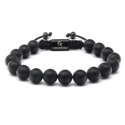Men's MATTE ONYX Beaded Bracelet - Black Gemstones