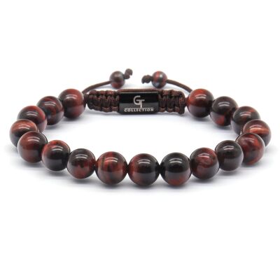 Pulsera de cuentas RED TIGER EYE para hombre - Piedras preciosas rojas