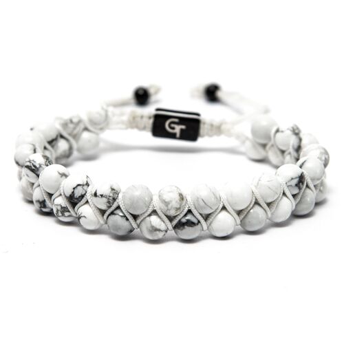 Men's HOWLITE Double Bead Bracelet - White Gemstones
