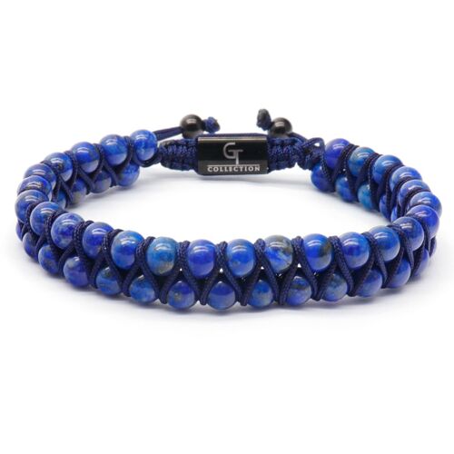 Men's LAPIS LAZULI Double Bead Bracelet - Blue Gemstones