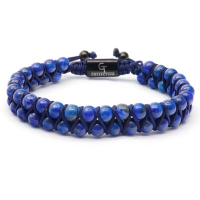 Bracelet Homme LAPIS LAZULI Double Perles - Pierres Bleues