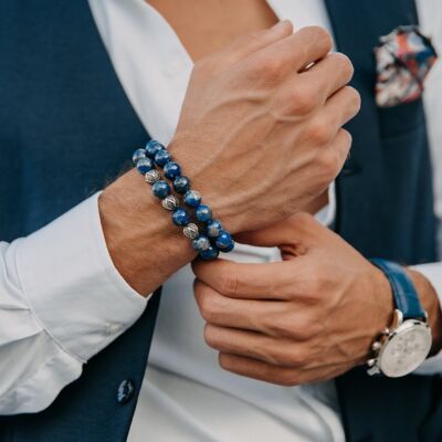 Bracelet Homme LAPIS LAZULI Perlé - Pierres Bleues