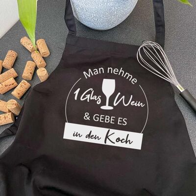 Glass of wine in the cook - high quality apron