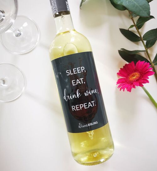 Weinetikett "Drink wine, repeat"