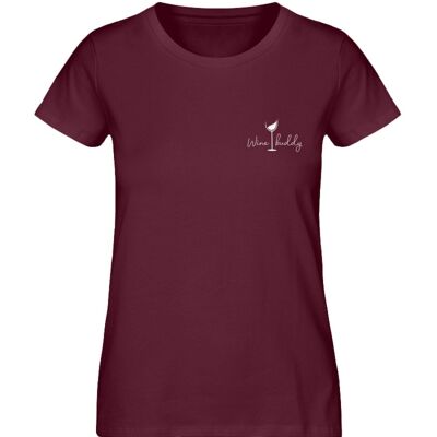 Camiseta de mujer "wine buddy" - burdeos