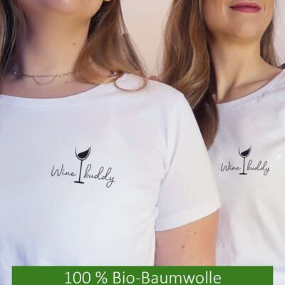 Camiseta de mujer "Wine buddy" - blanca