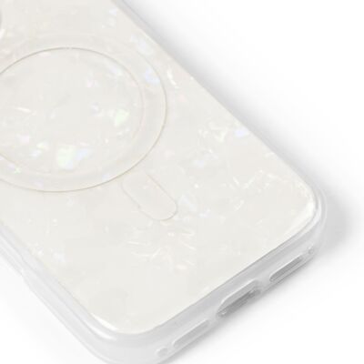 Funda Perlada MagSafe iPhone 16PM Blanca