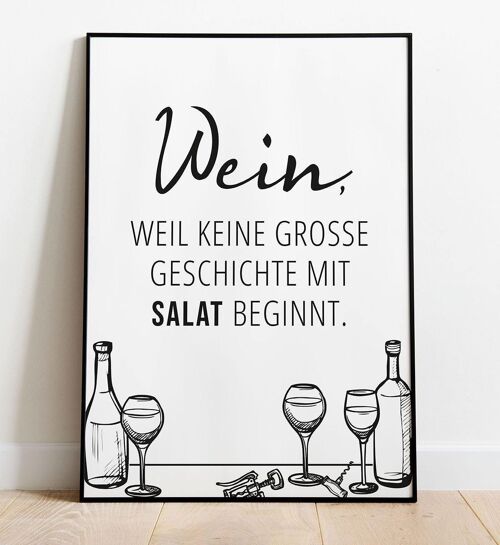 Wein statt Salat - Poster - Din A3