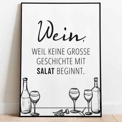 Wine instead of salad - Poster - Din A3