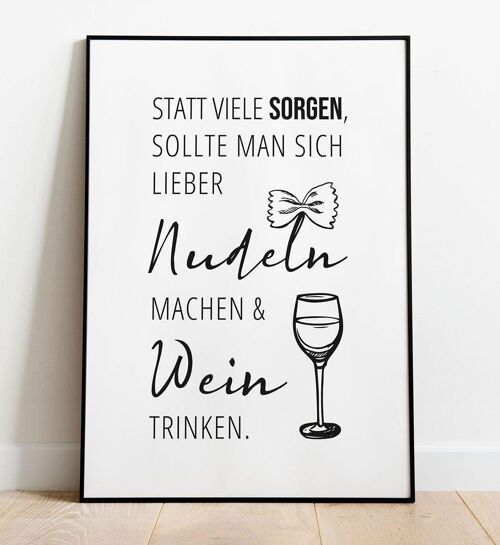 Nudeln & Wein - Poster - Din A3