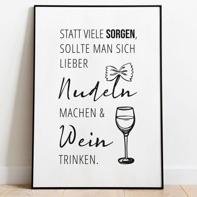 Nudeln & Wein - Poster - Din A3