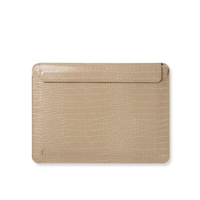 Custodia sottile per laptop 14" beige caldo coccodrillo
