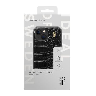 Custodia in Pelle Vegana per iPhone 13/14/15 Cocco Nero