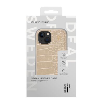 Custodia in pelle vegana per iPhone 13/14/15 Warm Beige Cocco
