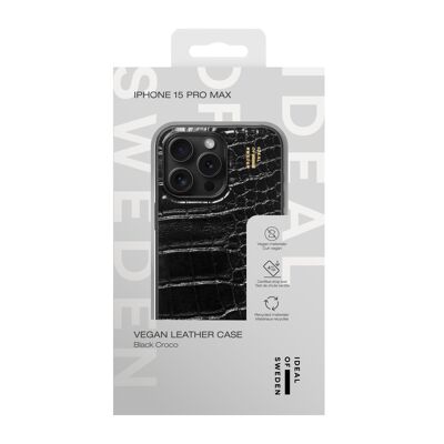 Funda de Piel Vegana iPhone 15PM Negra Croco