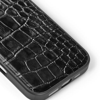 Custodia in pelle vegana per iPhone 16PM Cocco nero
