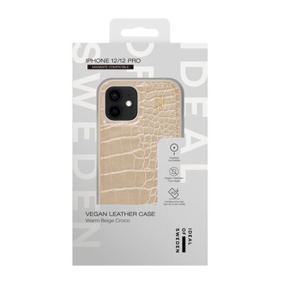 Funda de Piel Vegana MagSafe iPhone 12/12P Warm Beige Croco