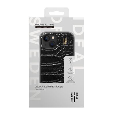 Custodia in pelle vegana MagSafe per iPhone 13/14/15 Cocco Nero