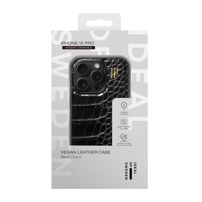 Custodia in pelle vegana MagSafe per iPhone 15PR Cocco nero