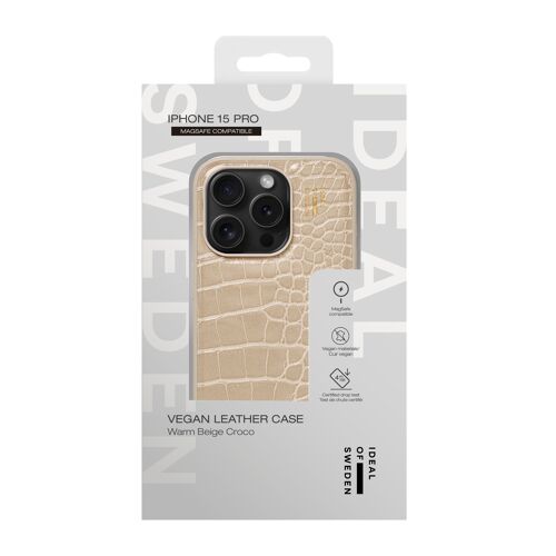 Vegan Leather Case MagSafe iPhone 15PR Warm Beige Croco