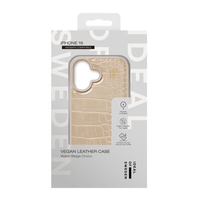 Custodia in pelle vegana MagSafe per iPhone 16 Cocco nero