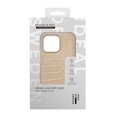 Funda de Piel Vegana MagSafe iPhone 16PR Warm Beige Croco