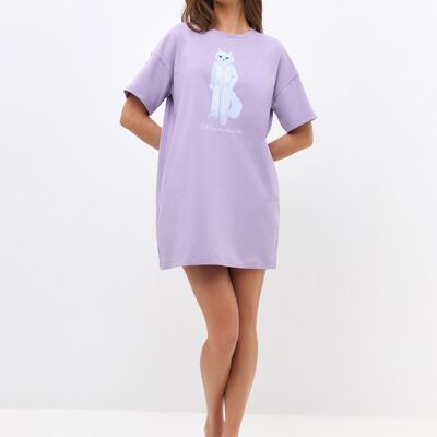T-shirt oversize imprimé lilas PYJAMA CAT