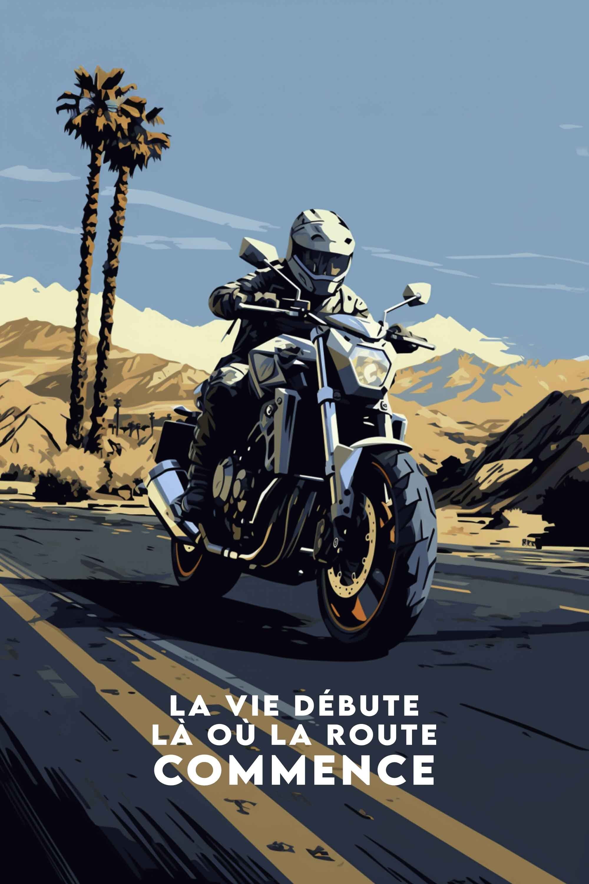 Poster per motocicletta: la vita inizia dove inizia la strada