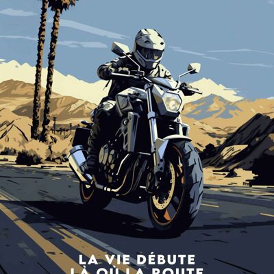 Poster per motocicletta: la vita inizia dove inizia la strada