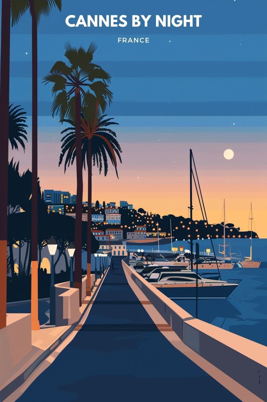 Poster Cannes - Bei Nacht