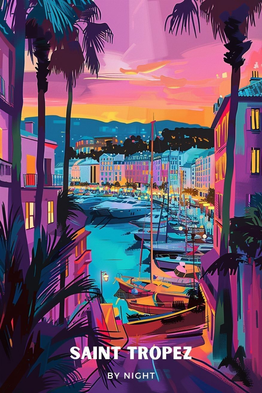 Poster von Saint Tropez – Bei Nacht