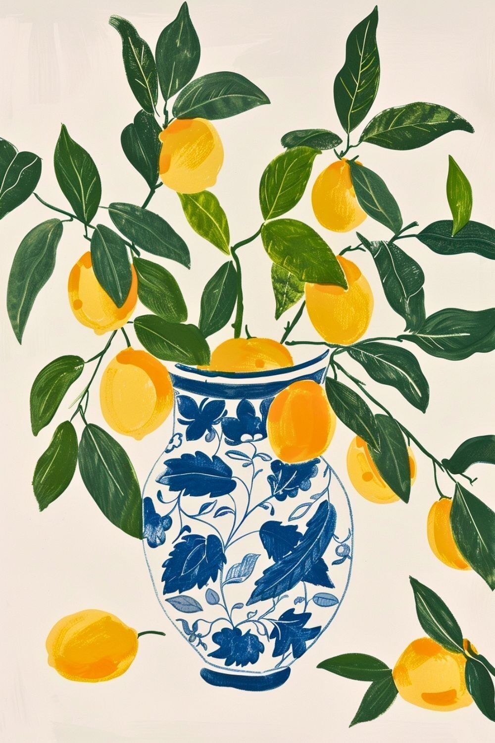 Graphic illustration - Retro lemon bouquet