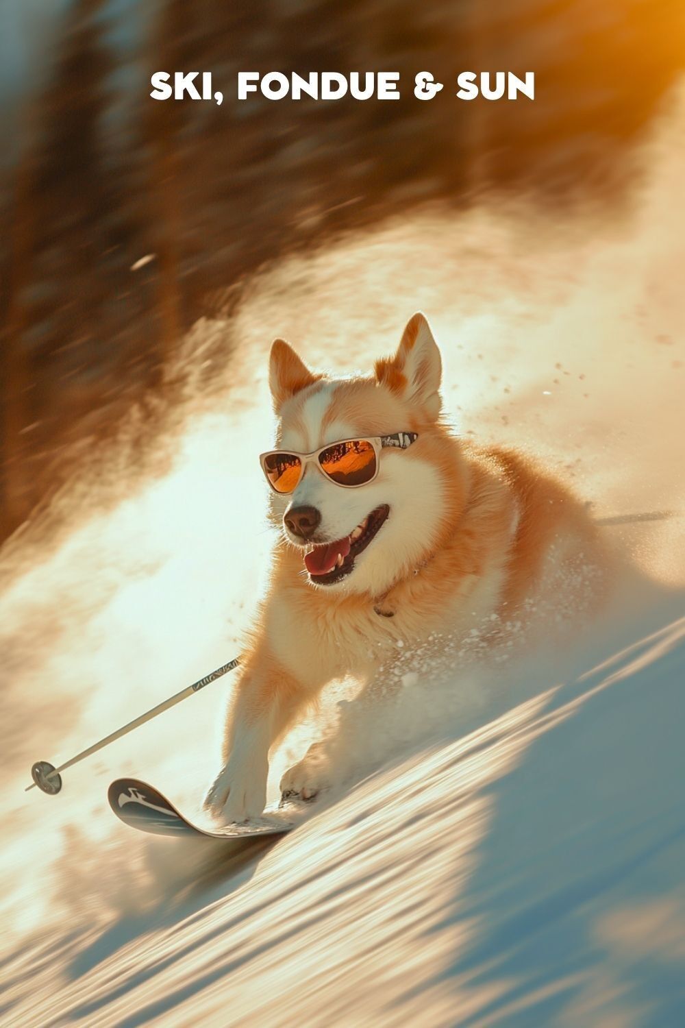 Póster de esquí - Fondue de esquí y sol