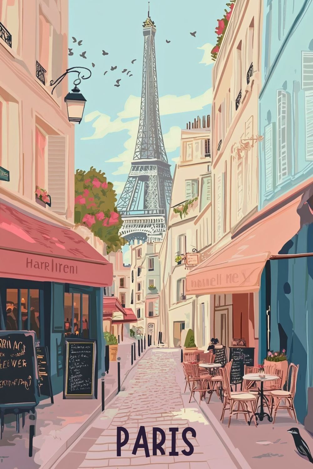 Paris Poster - Efeil Vintage Pastellturm