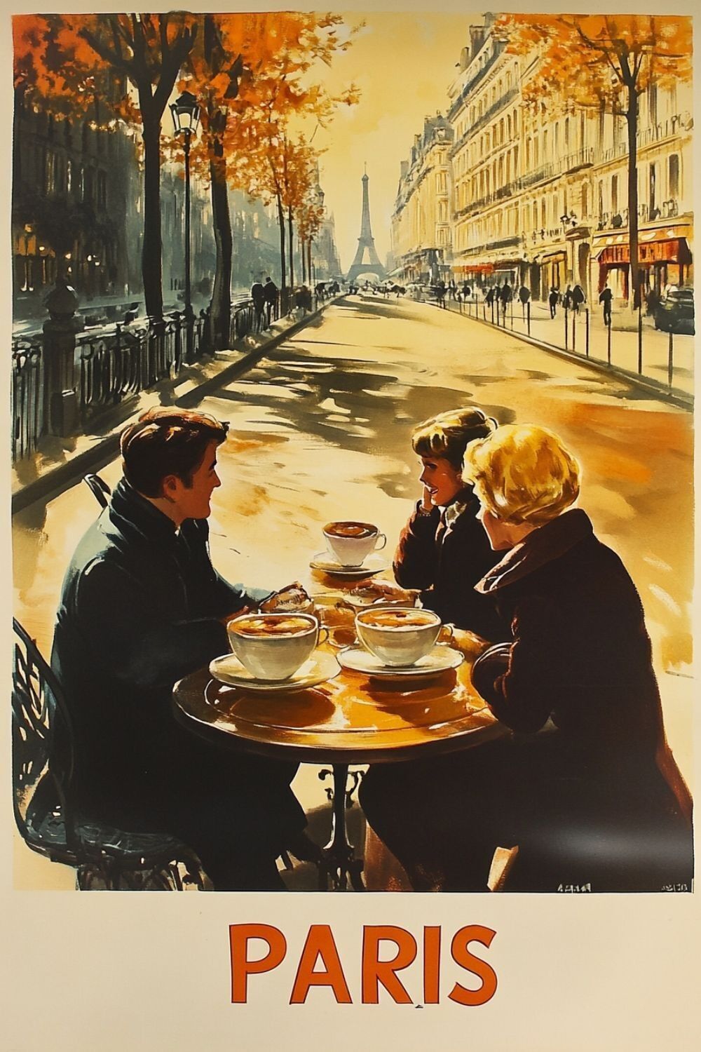 Paris Poster – Effeil Café Croissant Tower