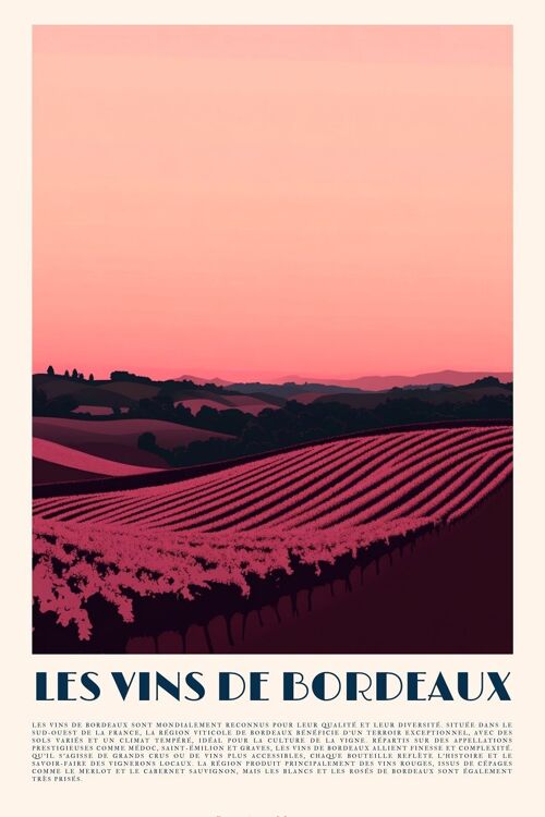 Affiche Les vins de Bordeaux - Vignes Retro