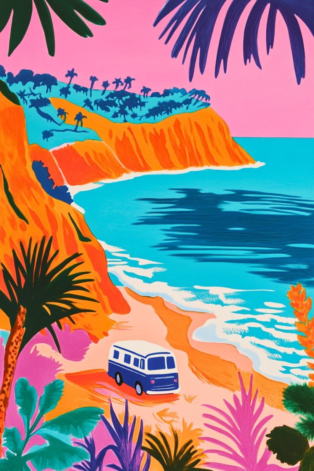 Póster Deco de diseño artístico junto al mar