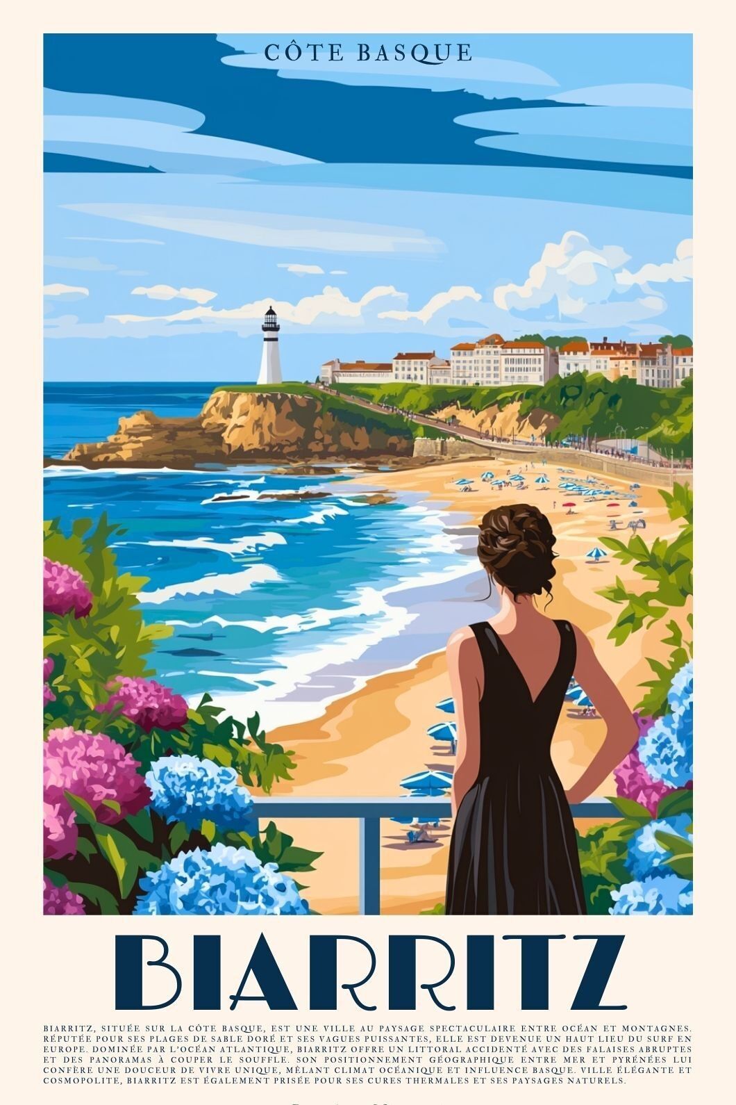 Biarritz Vintage Illustrationsplakat