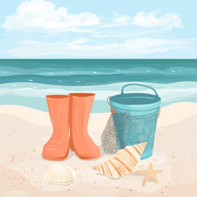 Póster de playa - Junto al mar pastel es domingo