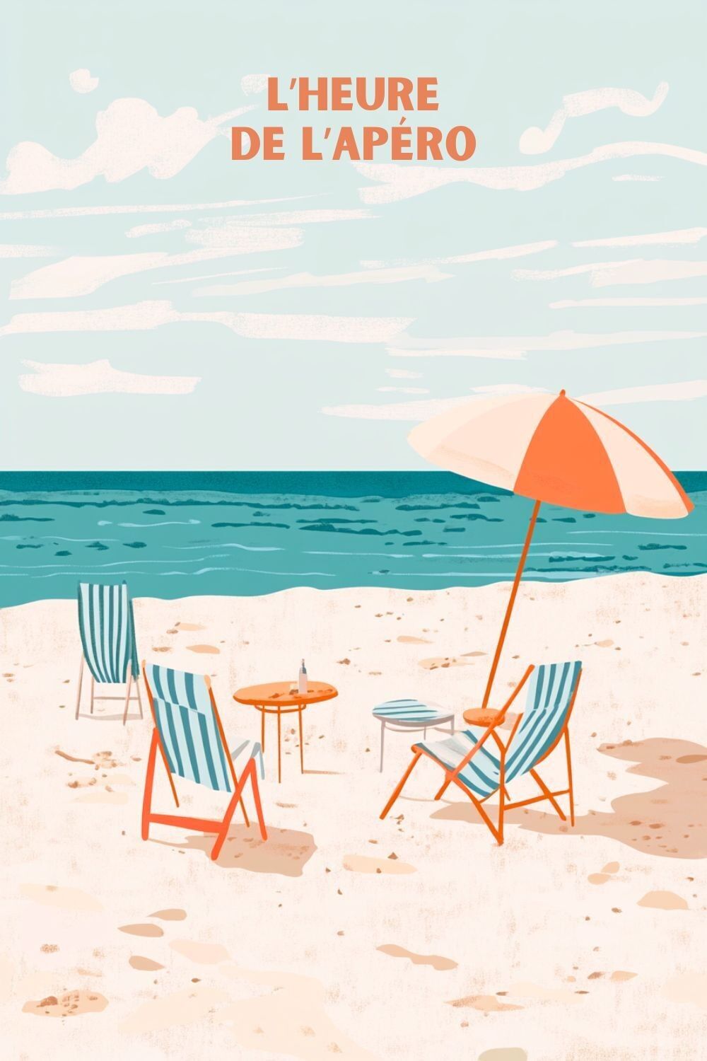 Poster sulla spiaggia - L'ora dell'aperitivo