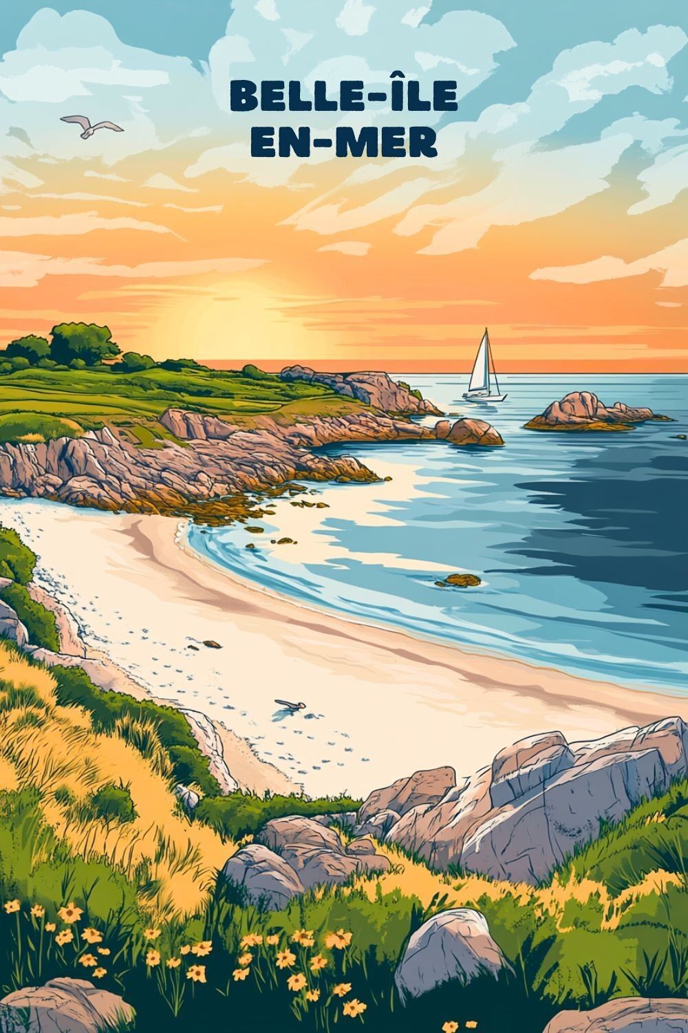 Poster Schöne Insel im Meer – Vintage-Poster