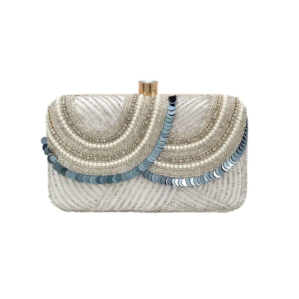 Borsa con paillettes argento Unalom