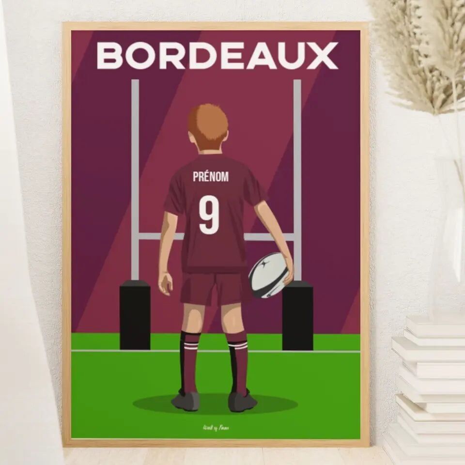 Póster de rugby infantil personalizado - Burdeos