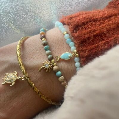 Bracciale rigido in acciaio inossidabile con ciondolo tartaruga in strass