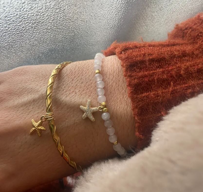 Jonc acier inoxydable avec breloque charm étoile de mer