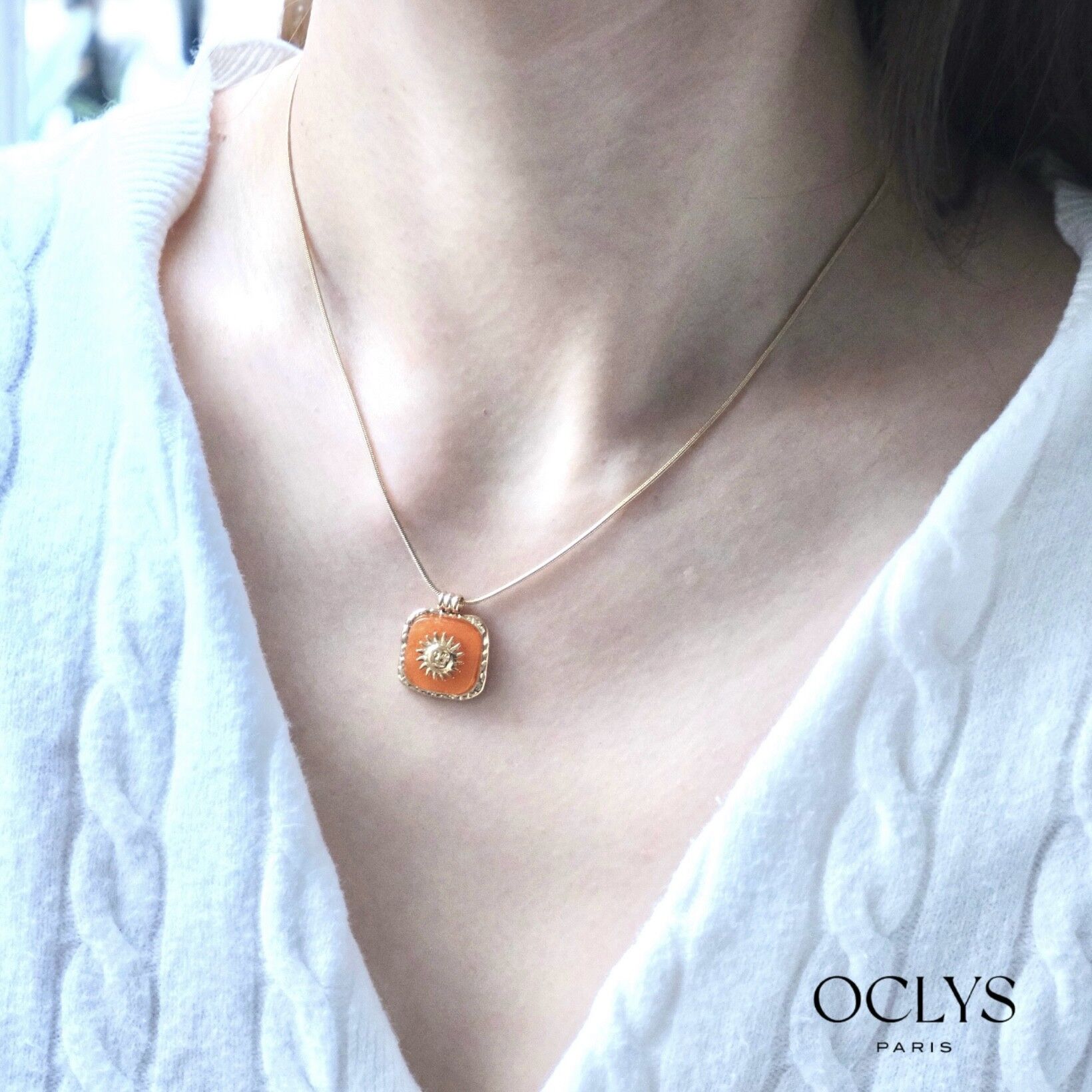 Collana con catena solare dorata fine in acciaio inossidabile Biki