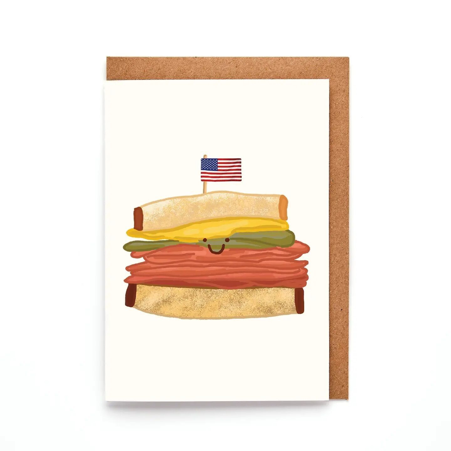 Carte de vœux miniature A7 Pastrami sur pain de seigle | Design gourmand new-yorkais
