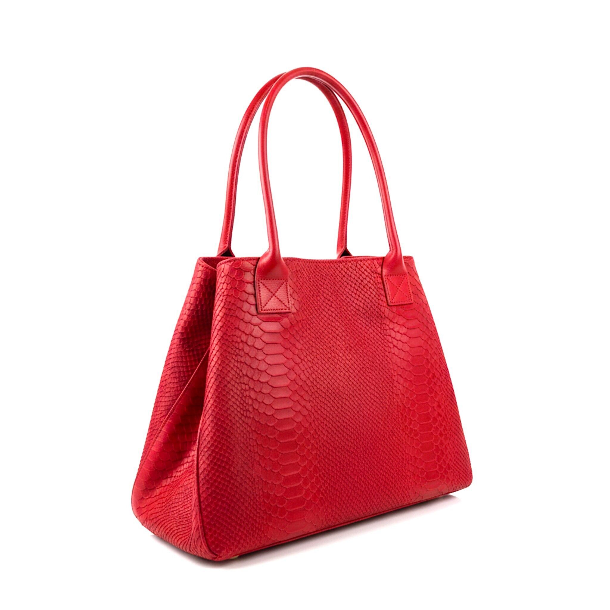 LOLA – Sac en cuir italien embossé python – Red