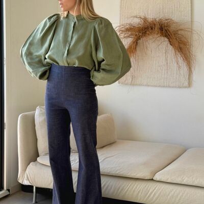 LOUISA Blusa caqui lino fino