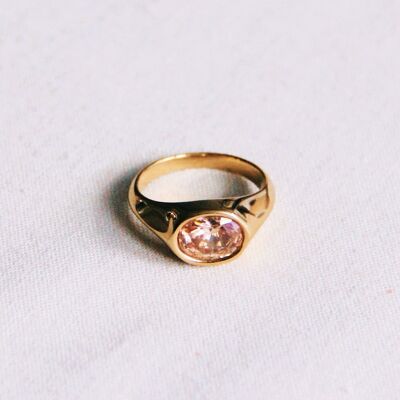 Anello con pietra cristallo ovale - pesca